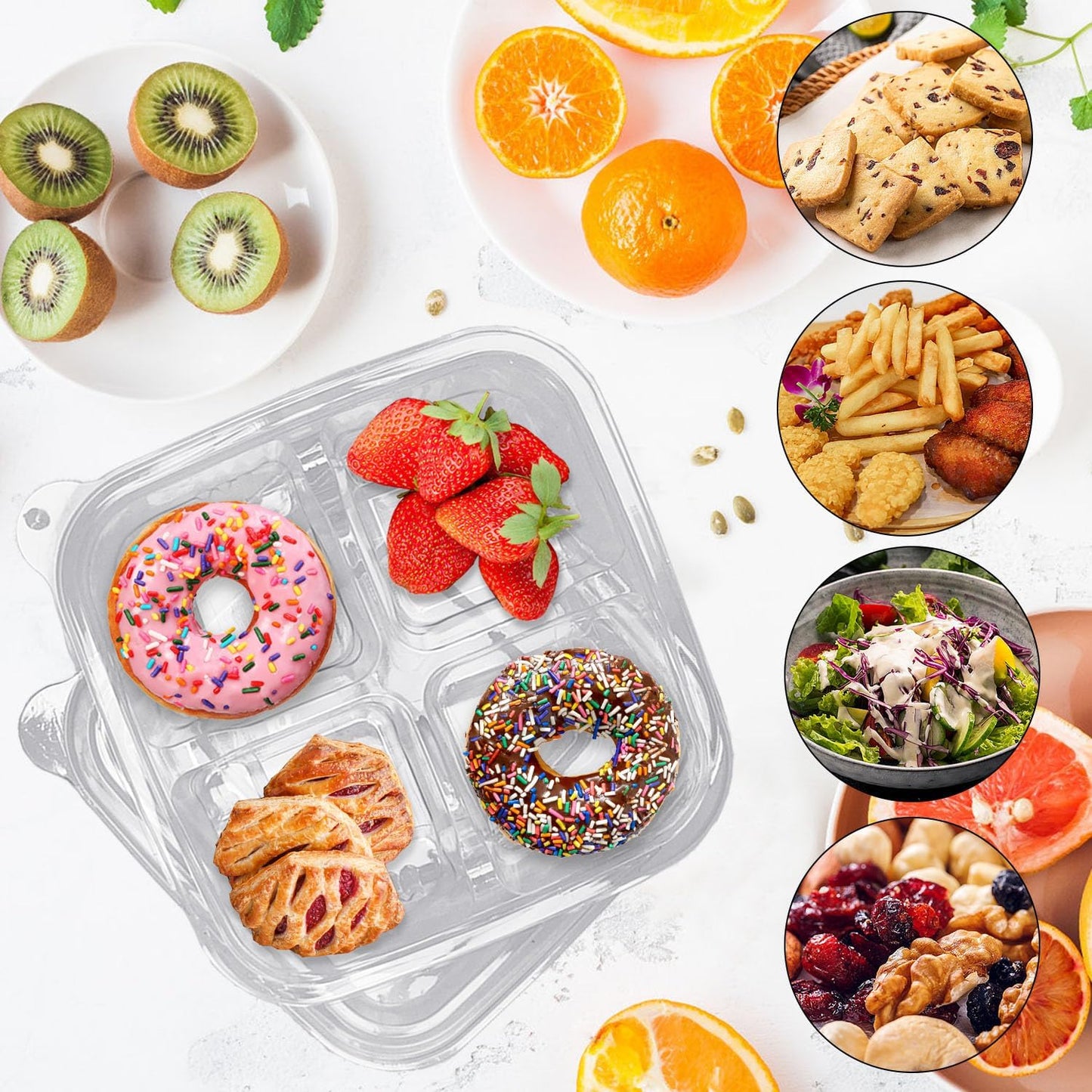 Haawooky 30 Pack Bento Snack Containers,2 compartments Lunchable Containers with Lids,Divided Food Containers for School, Work and Travel