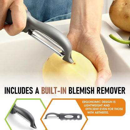 Spring Chef Premium Swivel Vegetable Peeler, Soft Grip Handle and Ultra Sharp Stainless Steel Blades - Perfect Kitchen Peeler For Veggie, Fruit, Potato, Carrot, Apple - Mango