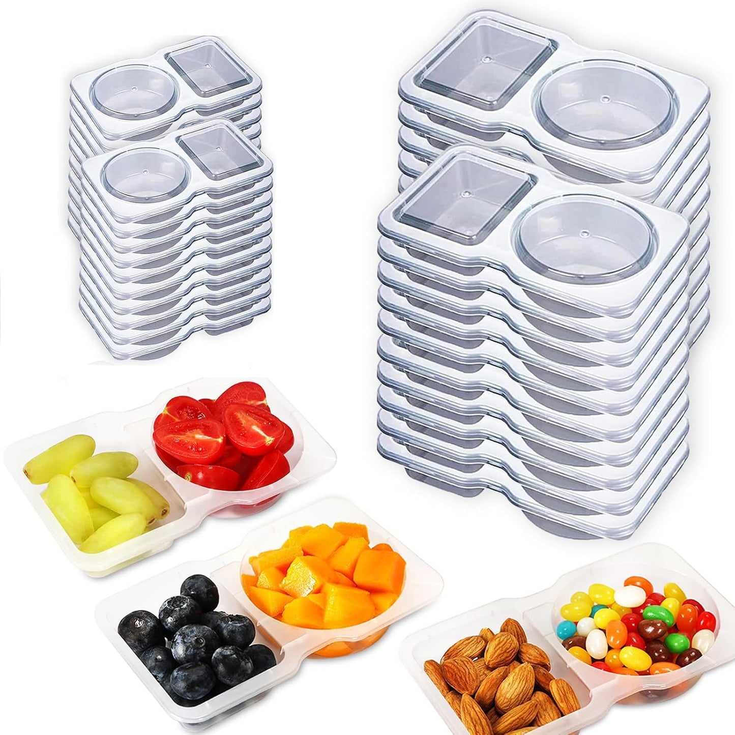 10 packs of leak proof reusable containers with lids, dipping sauces, tomato juice, and snacks - perfect for children, families, travel, and meal preparation | BPA free, dishwasher washable