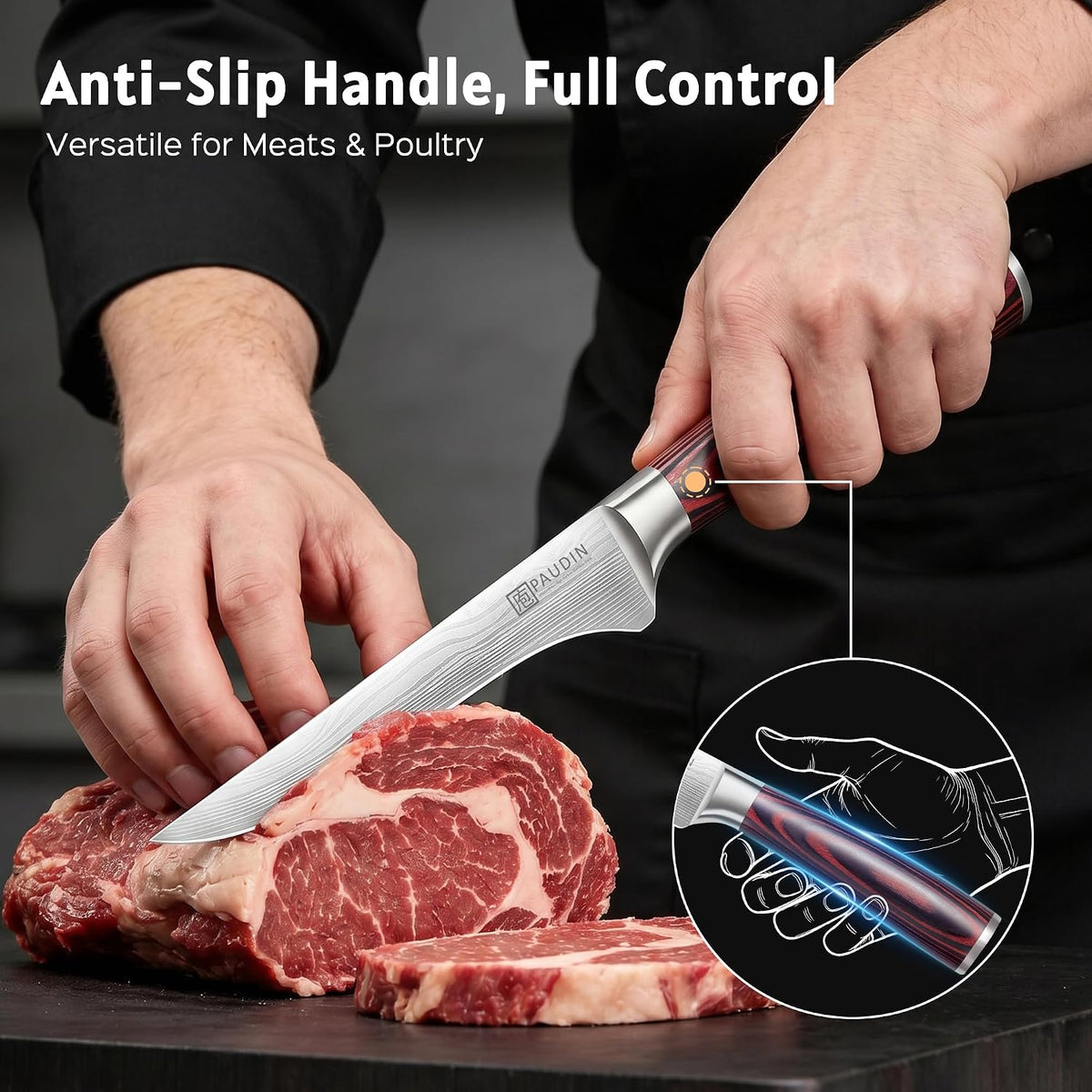 PAUDIN Cheese Knife, 5” Serrated Knife for Block Cheese,Sharp Tomato Knives
