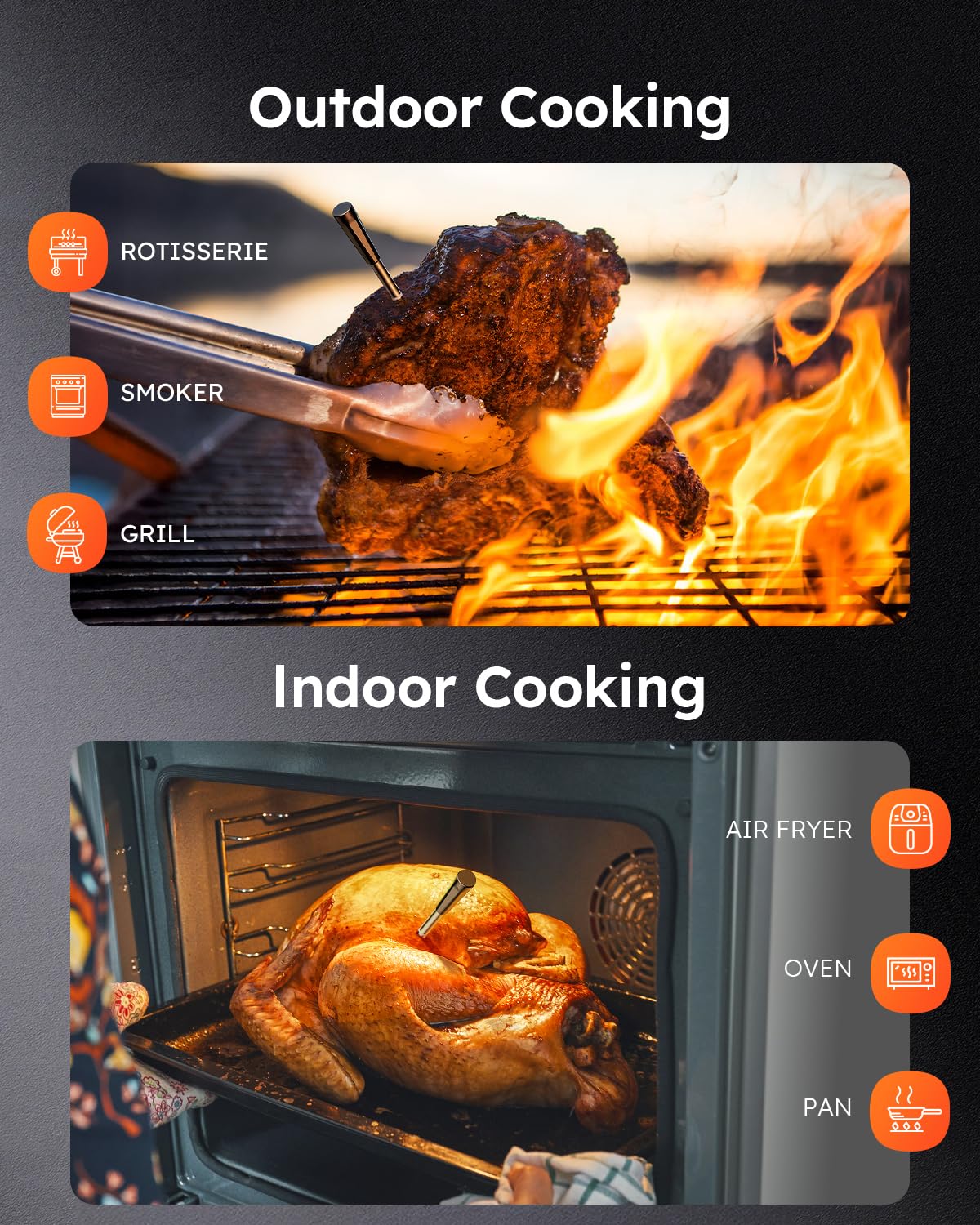Meat Thermometer Digital, 1-2 Sec Instant Read, Grilling, Cooking, Food