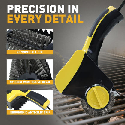 Power Grill Cleaner with Dual Brushes & Water Spray - Cordless Electric Grill Brush for Outdoor Grill, 2600mAh Fast Charge Battery and No Shedding Bristles Design