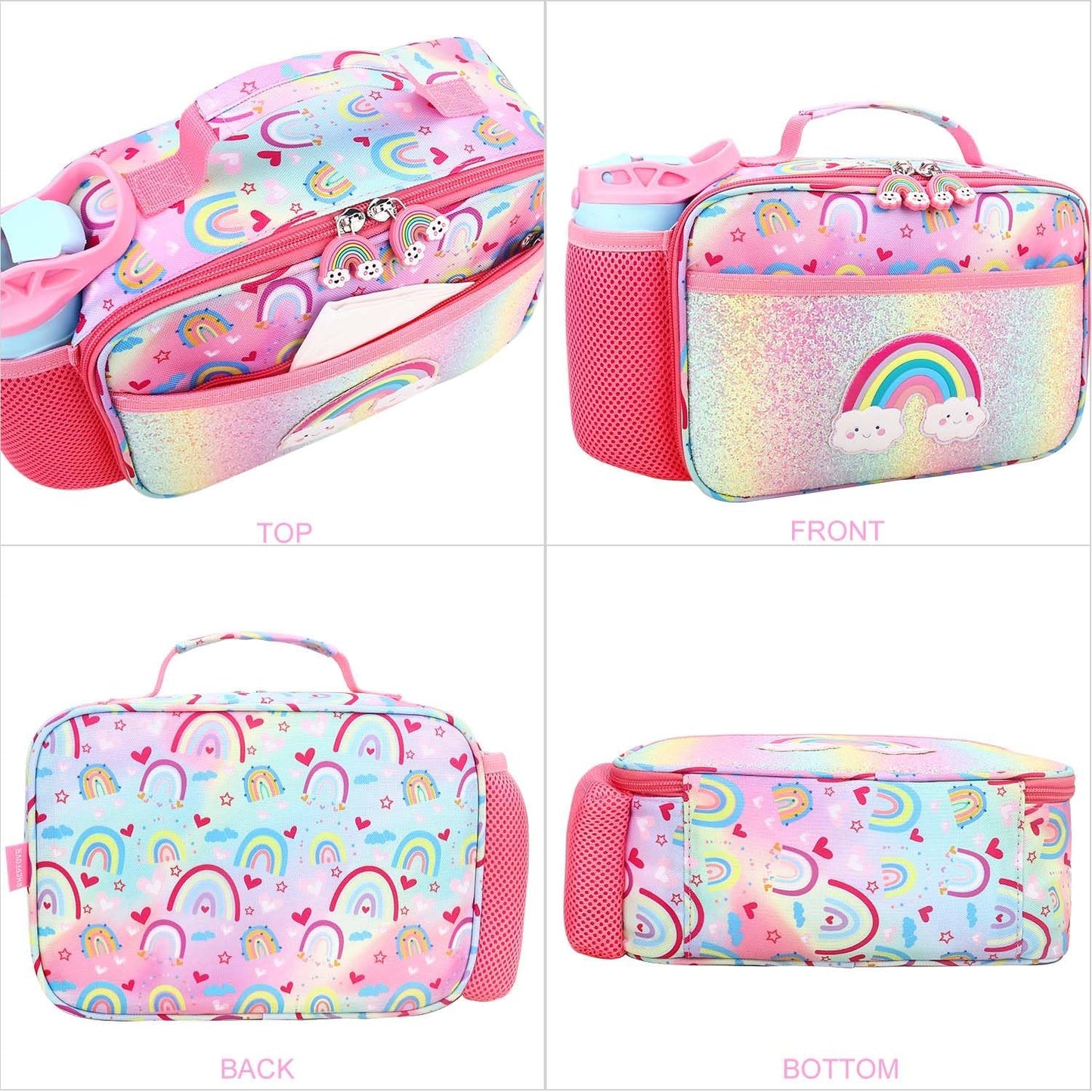 RHCPFOVR Kids Lunch Bag - Insulated Lunch Box for Boys Girls,Washable Lunch Bag and Reusable Toddler Leak-proof Lunchbox for School and Daycare - Colors A