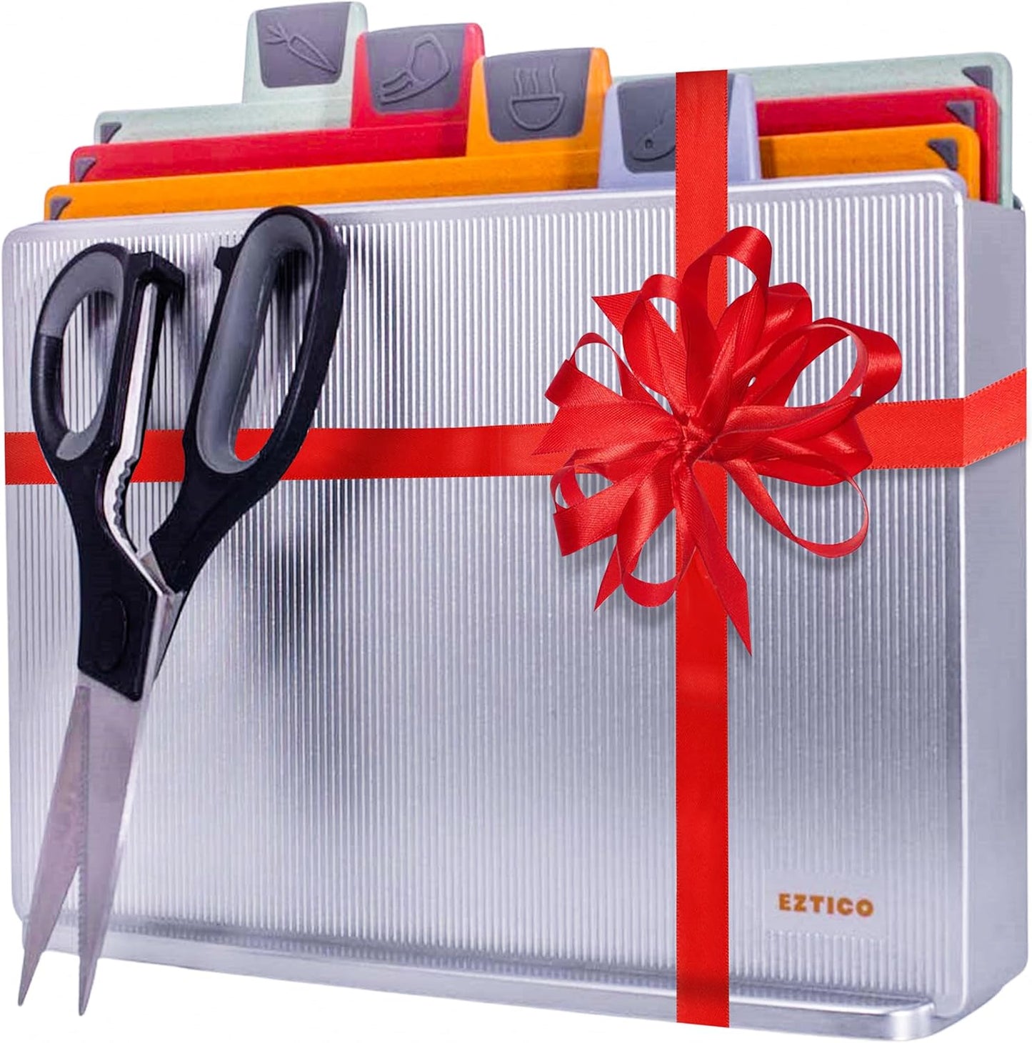 Cutting Board Set: 4-Piece Color-Coded, Non-Slip, BPA-Free, Perfect kitchen essentials for new home, Dishwasher Safe with Premium Scissors and Chopping Board Organizer, Quality kitchen stuff.