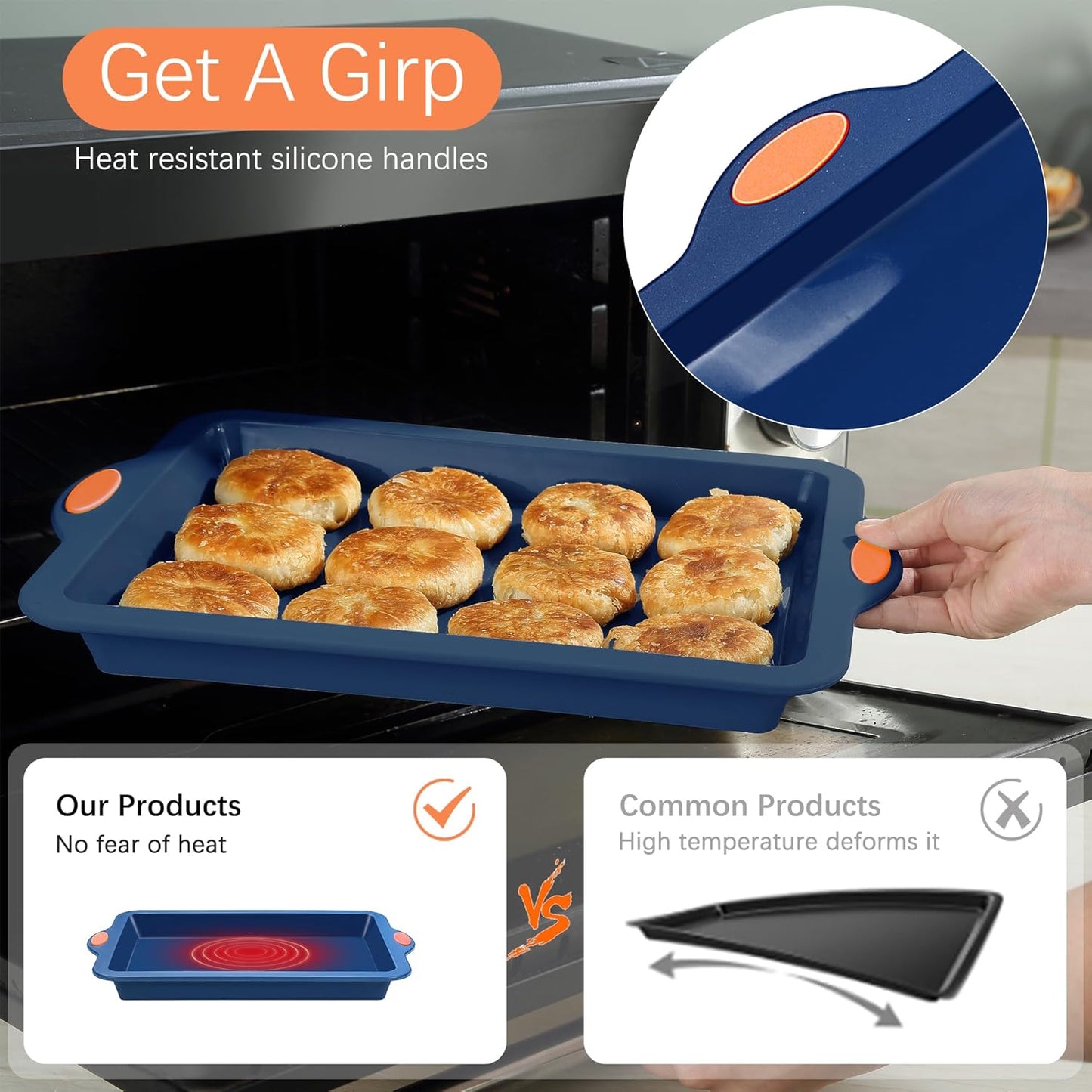To encounter 2Pack Silicone Muffin Pan with Metal Frame, 12 Cup Regular Size Cupcake Pan, Non-Stick Baking Tray, Food Grade Baking Molds for Oven, Dishwasher Safe