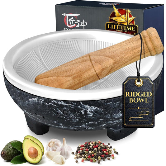 SYOKAMI No Rock Powder Mortar and Pestle Set- 6 Inch - 2 Cup Capacity