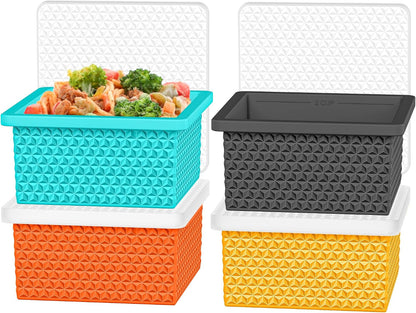 Silicone Freezer Molds for Soup Cube - 2-Cup Freezer Storage Container Tray with Lid,4 Pack Stackable Ice Cube Trays for Portion Control,Food Storage Meal Prep,Oven & Dishwasher Safe