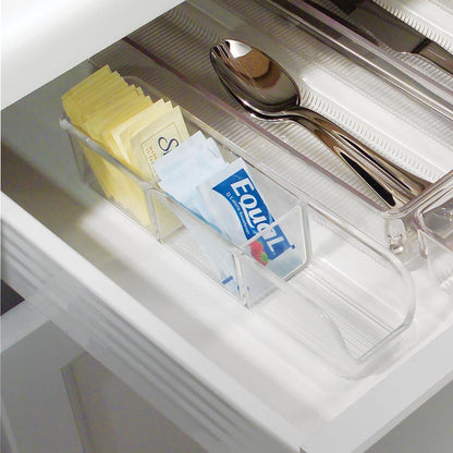 iDesign Plastic Packet and Tea Bag Organizer, Clear | Kitchen Storage Container, For Sugar, Salt, Pepper, Sweeteners, Tea Bags, Spices, The Linus Collection