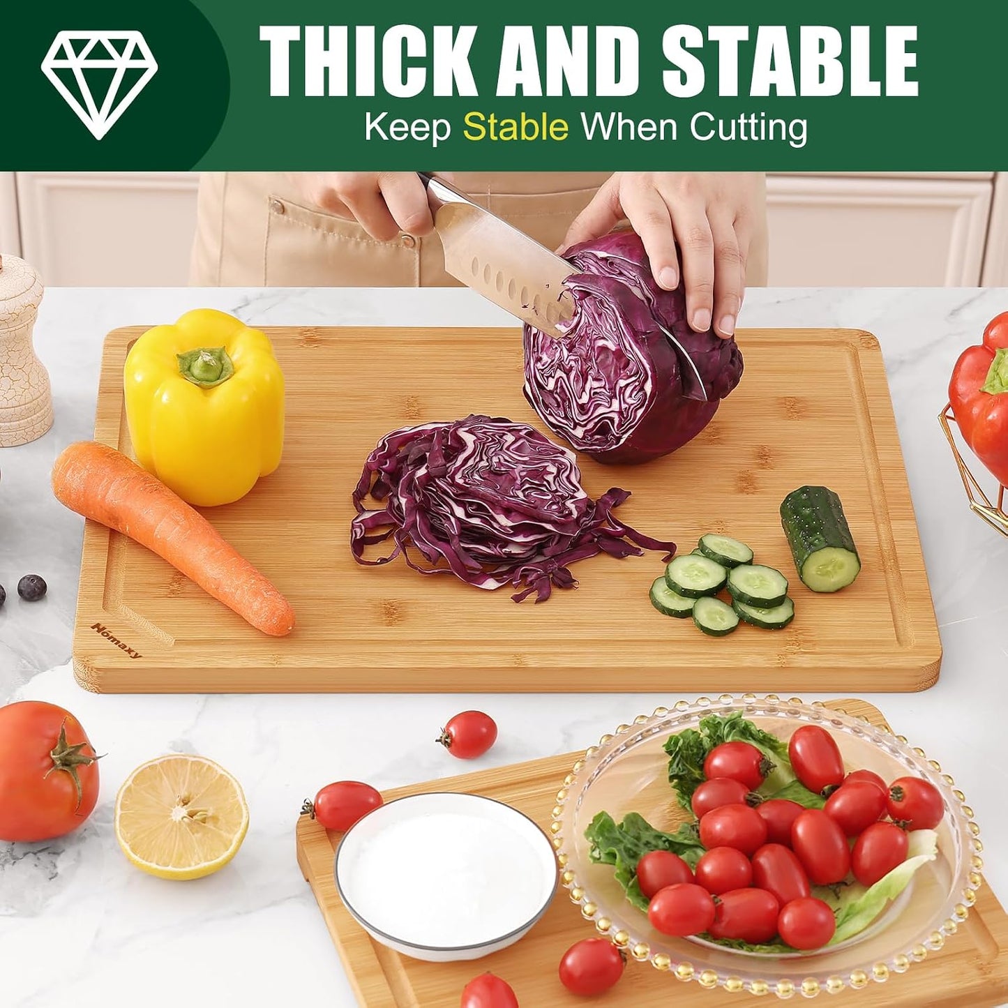 Homaxy Extra Large Bamboo Cutting Boards for Kitchen, 18x12.5" Wood XL Cutting Board with Juice Groove, Butcher Block Wooden Chopping Board for Kitchen, Meat, Cheese, Fruit & Vegetables - Pre Oiled