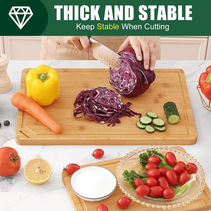Homaxy Extra Large Bamboo Cutting Boards for Kitchen, 18x12.5" Wood XL Cutting Board with Juice Groove, Butcher Block Wooden Chopping Board for Kitchen, Meat, Cheese, Fruit & Vegetables - Pre Oiled