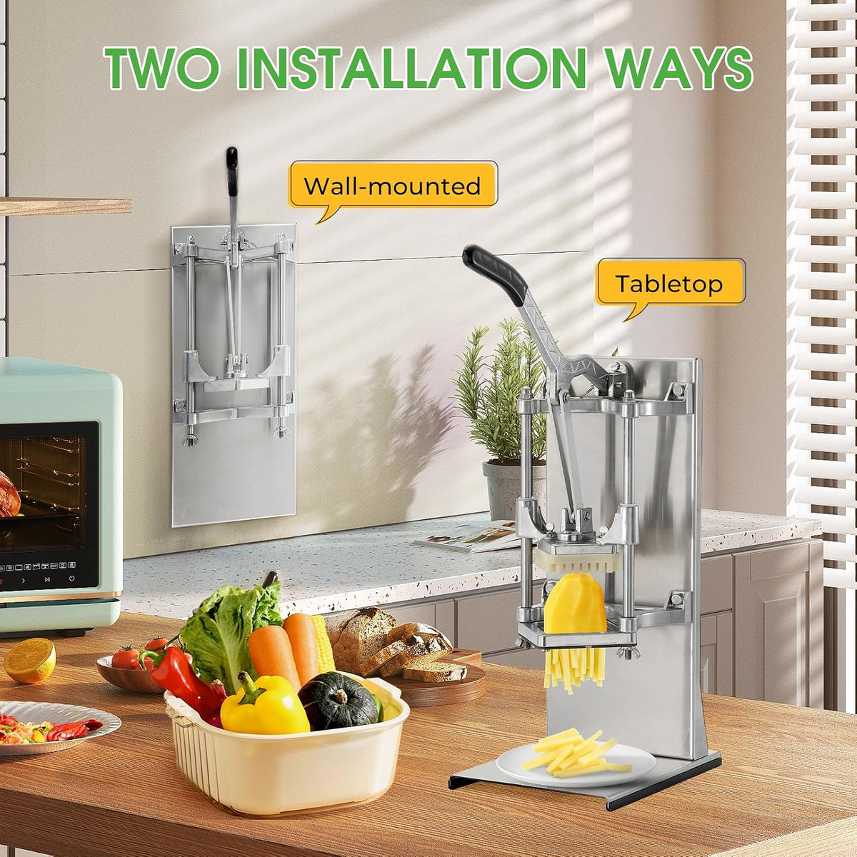 4-in-1 Commercial French Fry Cutter, 4-Blade Vegetable Chopper