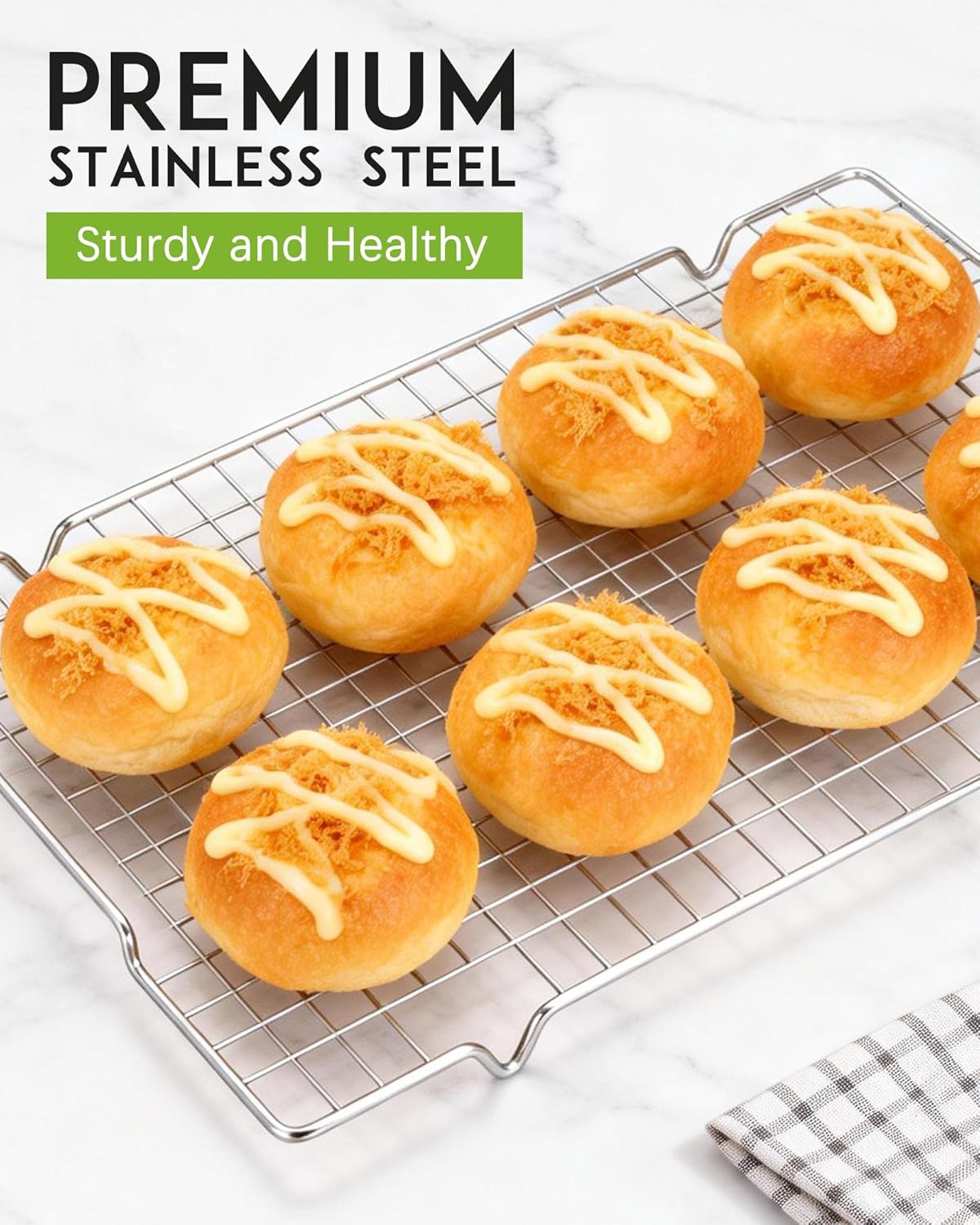 HULISEN Cooling Rack, 16 x 10 Inch Nonstick Baking Rack with Handles