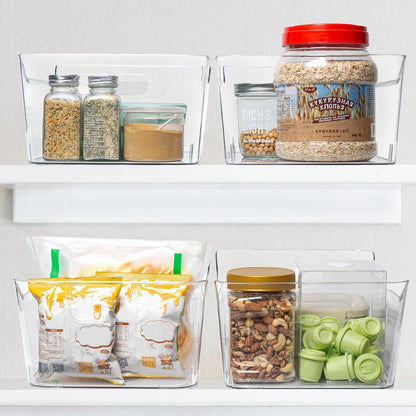 Tiawudi 6 Pack Plastic Storage Bins, Extra Large Pantry Organizer, 13.5" x 10" Clear Storage Containers and Organizer Bins, Multi-Use Bins for Home, Kitchen, Closet and Cabinet