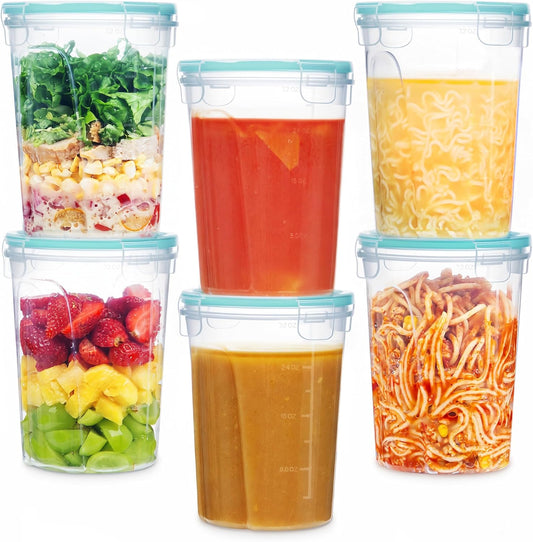 Vtopmart 12 Pack 32oz Freezer Storage Containers, Soup Container with Airtight Lids, Reusable Plastic Meal Prep Container, Deli Containers for Lunch, Salad, Leftover, Oats, Microwave/Dishwasher Safe