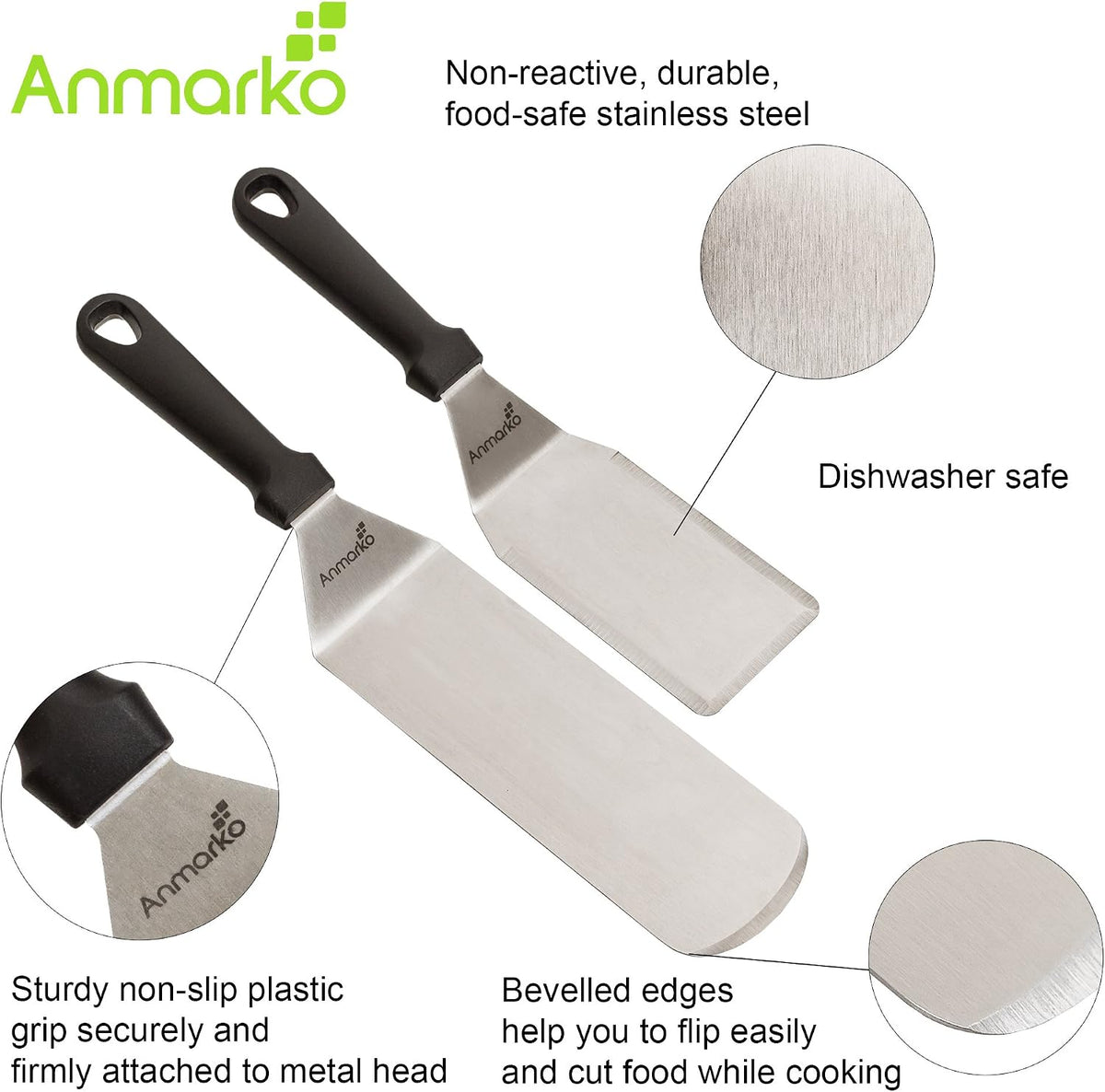 Spatula Turner Stainless Steel - Metal Spatula Set - Hibachi Spatula Great as BBQ Grill Accessories for Grill and Flat Top Griddle