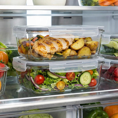 2 Pack 63oz Large Glass Storage Containers with Lids Big Airtight Glass Food Storage Containers for Storing food, vegetables or fruits, BPA Free, Freezer Dishwasher Oven Safe (gray)