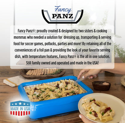Fancy Panz Red Classic Aluminum Foil Pan Carrier with Secure Latch Lid - Reusable Casserole Carrier for Half Size Pans - Food Transport Holder for Potlucks, Parties, Tailgates & Entertaining