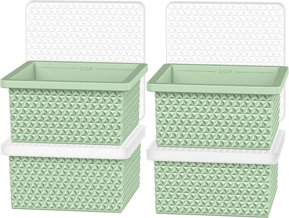 Silicone Freezer Molds for Soup Cube - 2-Cup Freezer Storage Container Tray with Lid,4 Pack Stackable Ice Cube Trays for Portion Control,Food Storage Meal Prep,Oven & Dishwasher Safe
