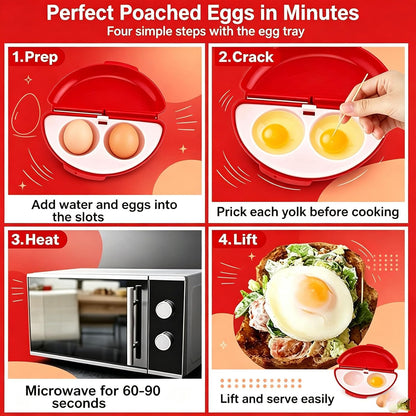 2-In-1 Microwave Omelette Maker & Egg Cup Cooker with Removable Tray，A+B