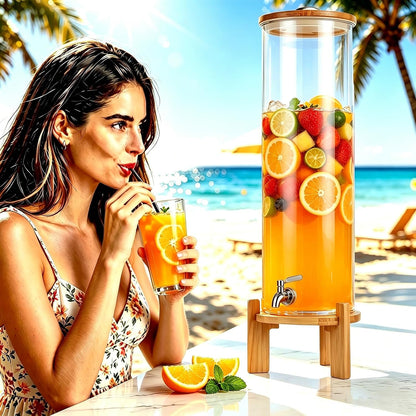 Beverage Dispenser,2.1 Gallon Glass Drink Dispenser with Stand,Glass water dispenser with Spigot, Large Drink Dispensers for Parties,Water Dispensers for Bar,Wedding,Restaurants 8L