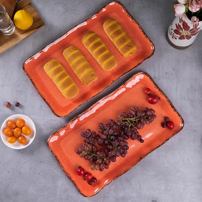 LEHAHA Grilling Prep and Serve Trays, BBQ Serving Platter, Melamine Serving Trays for Food, Set of 2, Great Gift for Father's Day, BBQ Lovers, Prefect for Chrismas Festival and Everyday use.