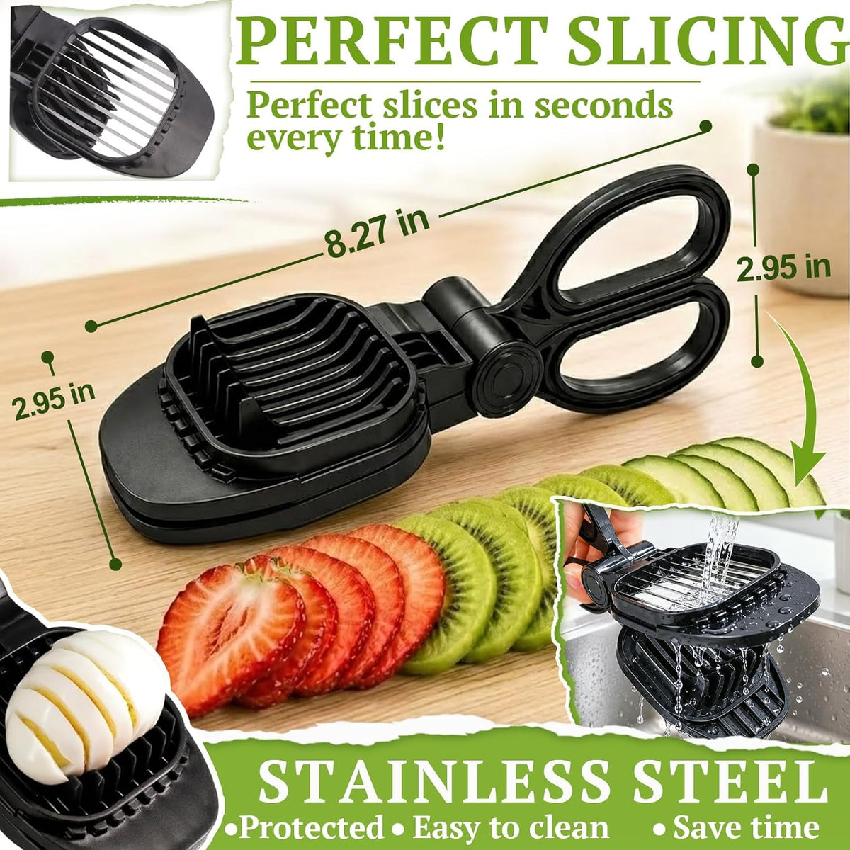 NOVANO Fruit Slicer, Egg Slicer, Black