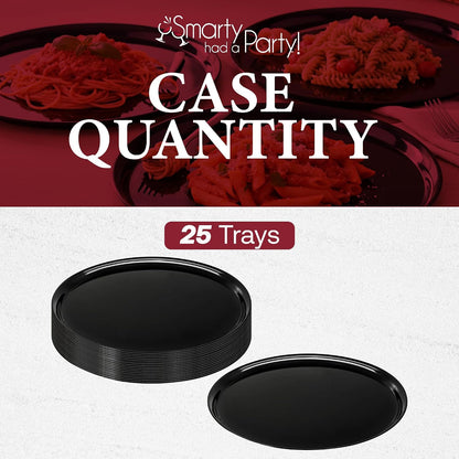 Smarty Had A Party 12 Inch Black Round Plastic Serving Tray – Heavy-Duty Party Platters & Catering Trays, Reusable or Disposable Plastic Trays for Serving Food, Elegant Party Tray Set of 25