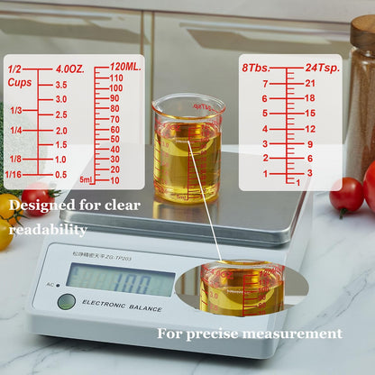 3 Piece Glass Measuring Cup Set, Includes 1/2-Cup, 1-Cup, and 2-Cup High Borosilicate Glasss Liquid Measuring Cups, Dishwasher, Freezer, Microwave, and Preheated Oven Safe, Essential Kitchen Tools
