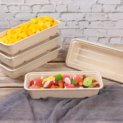 16oz disposable 3 compartments Sugarcane Fibers bowls with lid take away food containers Meal Prep Bowls 25 Pack