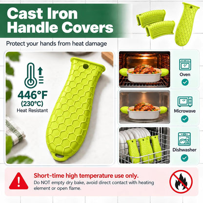 10Pcs Cast Iron Handle Cover, Silicone Pot Holders