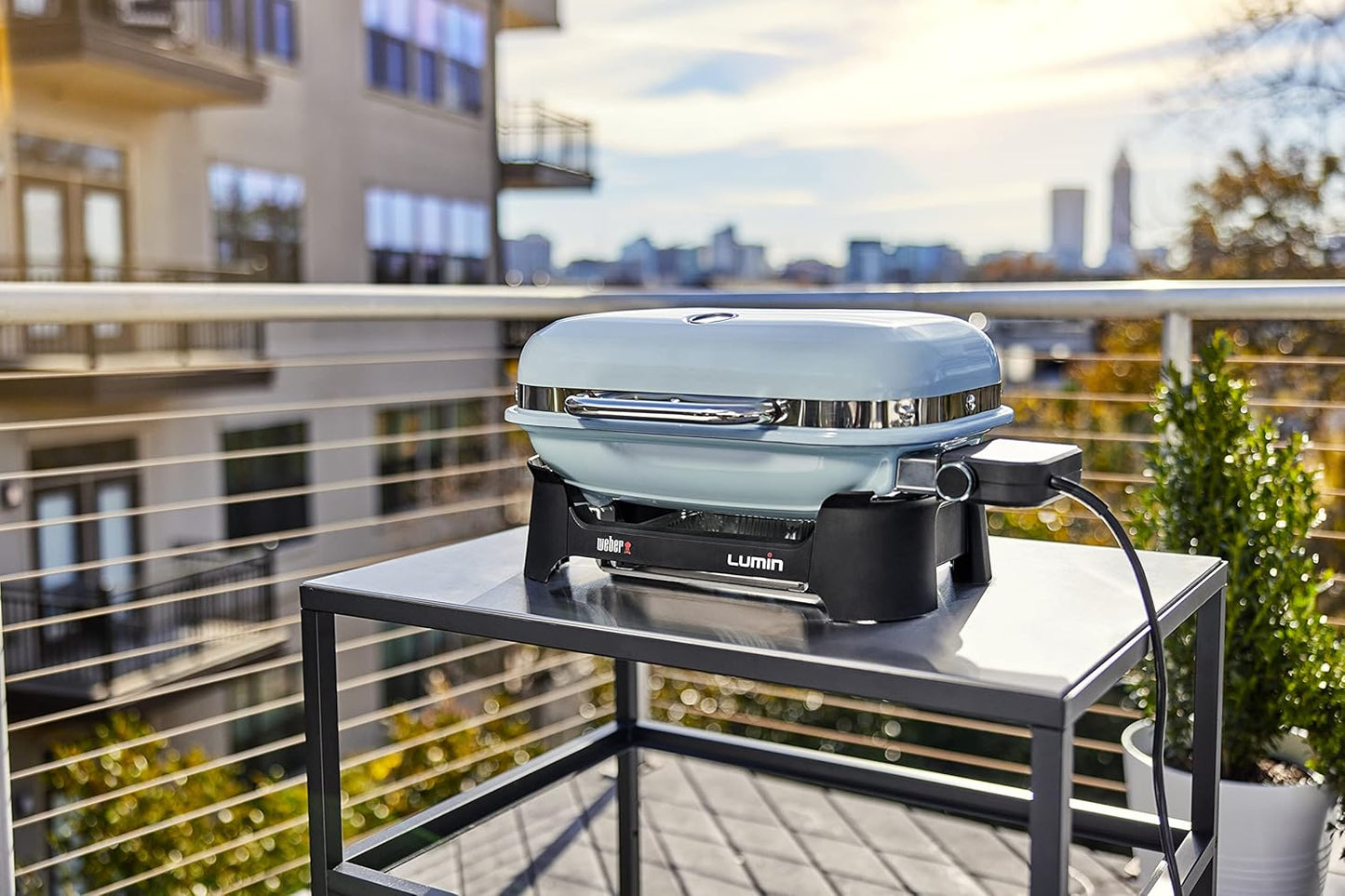 Weber Lumin Compact Outdoor Electric Barbecue Grill, Light Green - Great Small Spaces such as Patios, Balconies, and Decks, Portable and Convenient