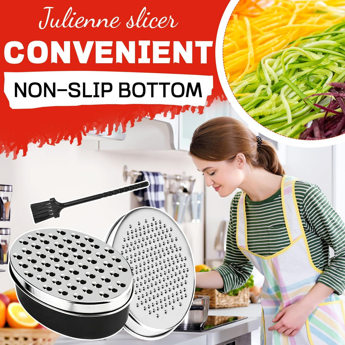 Cheese Grater with Container, Red Stainless Steel, Fine and Coarse Blades, Food Storage Box with Lid, for Parmesan, Cheddar, Ginger, Vegetables, Chocolate, Nutmeg