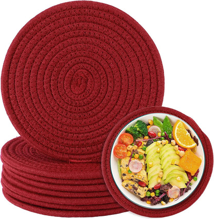 8 Inch Cotton Rope Trivets for Hot Dishes Set of 8 Heat Resistant Mats for Countertop Potholders for Kitchens Trivets for Hot Pots and Pans and Quartz Countertops Farmhouse Kitchen Décor, Mixed Brown