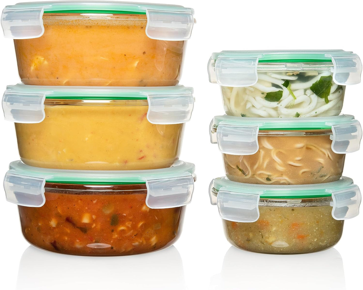 Fusion Gourmet 8 Pack 35 oz Glass Storage Containers with Lids - Airtight, Leakproof, Oven, Microwave & Freezer Safe, Stain & Odor Resistant, Reusable Meal Prep Containers (16-Piece)