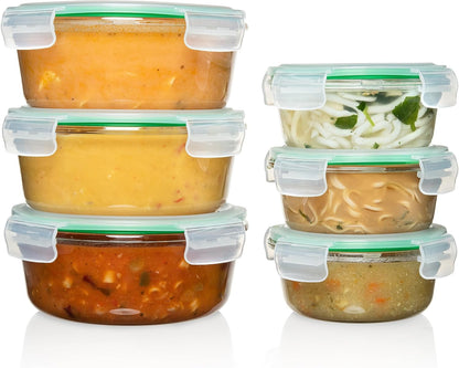 Fusion Gourmet 8 Pack 35 oz Glass Storage Containers with Lids - Airtight, Leakproof, Oven, Microwave & Freezer Safe, Stain & Odor Resistant, Reusable Meal Prep Containers (16-Piece)