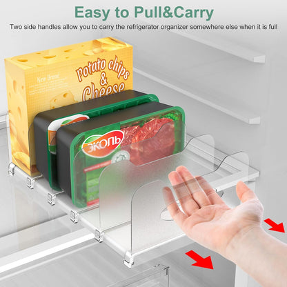SURETIVIAN Freezer Organizer 12” Visible Fridge Organizer Rack with Removable Dividers and Handles, Freely Adjustable, Fits Refrigerator Frozen Meals, Lunch Meat Box, Cheeses (Mint Green)