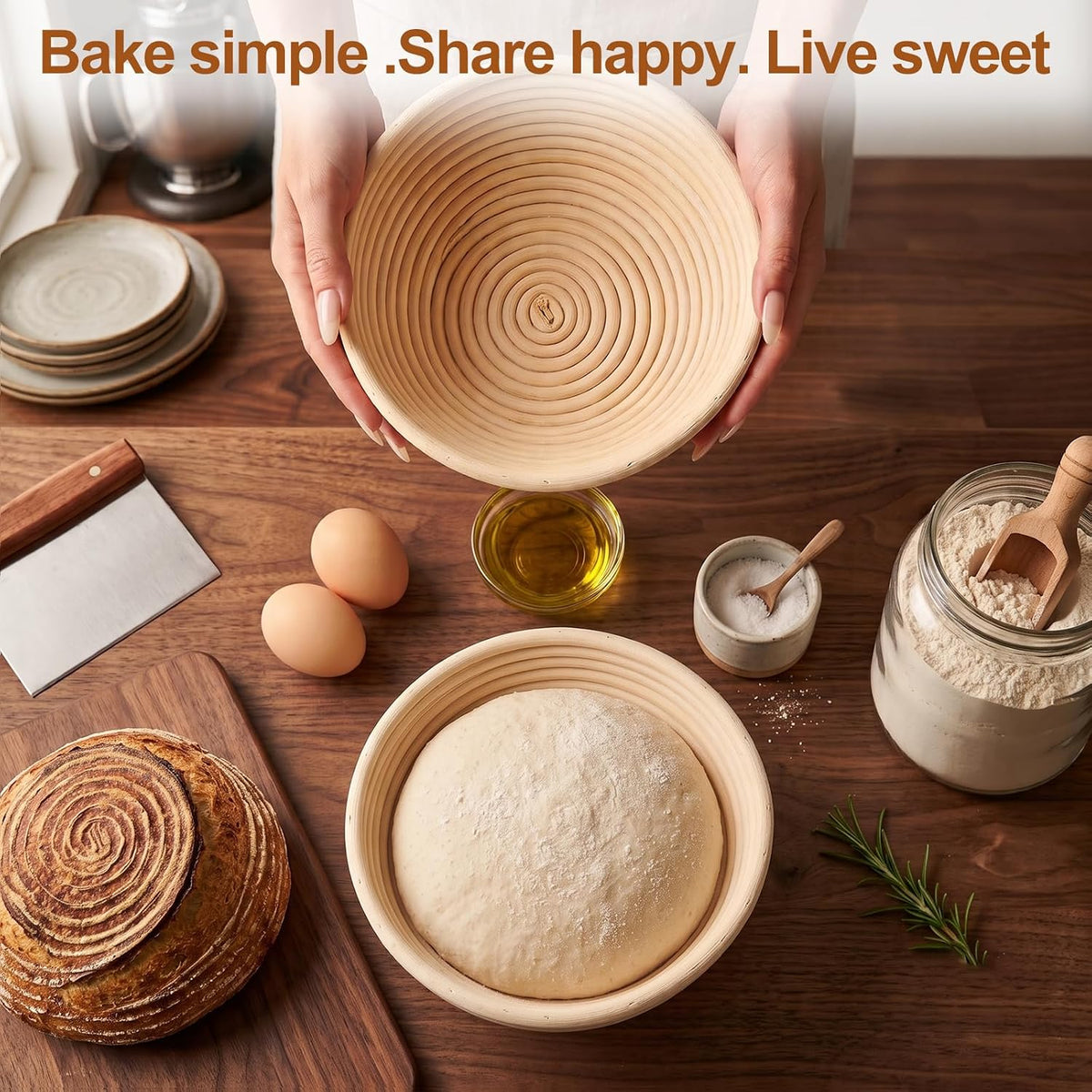 9'' Round Sourdough Banneton Bread Proofing Basket, Set of 2