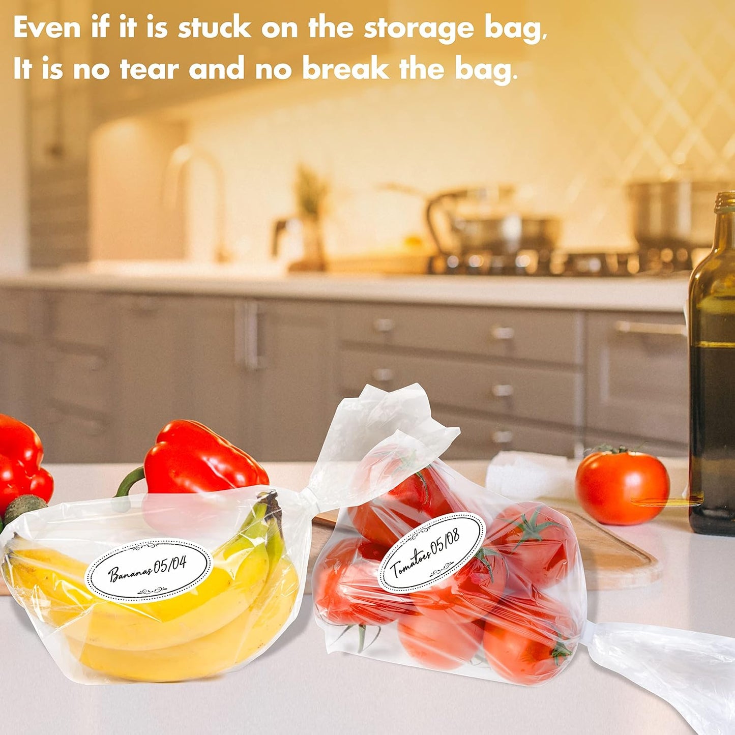 500 Removable Freezer Pantry Labels, Waterproof Tear Resistant Removable No Residue, for Food Containers Jars Kitchen Restaurant Storage Organization