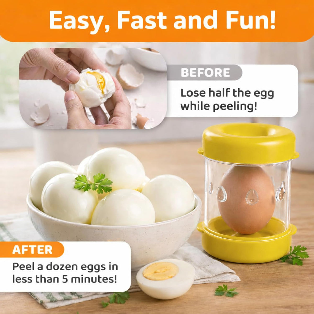 The Negg Boiled Egg Peeler - White