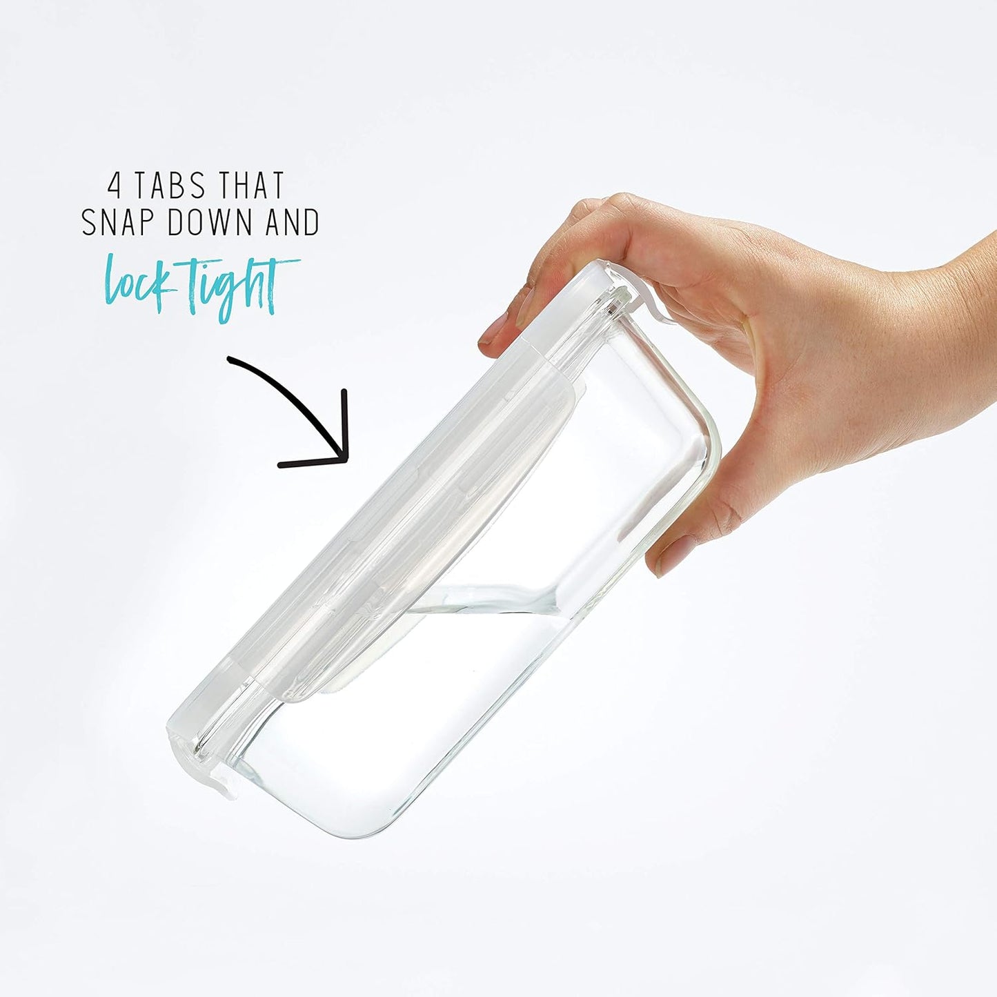 Fit & Fresh Divided, 5-Pack, Two Compartments, Set of 5 Containers with Locking Lids, Glass Storage, Meal Prep Containers with Airtight Seal, 27 oz.
