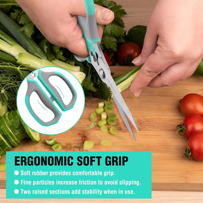 HAUSHOF Kitchen Scissors for Food, Heavy Duty Kitchen Shears, Sharp Stainless Steel Shears with Soft Grip, U-Groove Design, 8-1/4" Food Scissors for Meat, Vegetables, Fine Bones