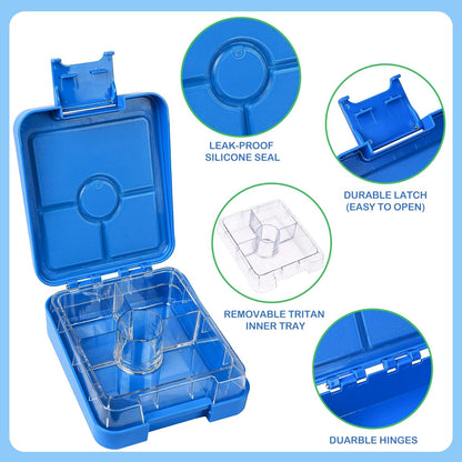 Pawtong Bento Lunch Box Set With 10oz Soup Thermo, Leak-proof Lunch Containers with 4 Compartment, Kids Hot Thermo Food Jar/Insulation Lunch Bag, Food Containers for School（Dinosaur）