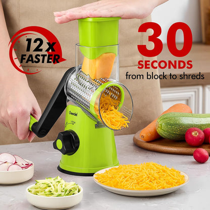 Geedel Rotary Cheese Grater Hand Crank, Cheese Shredder Vegetable Slicer