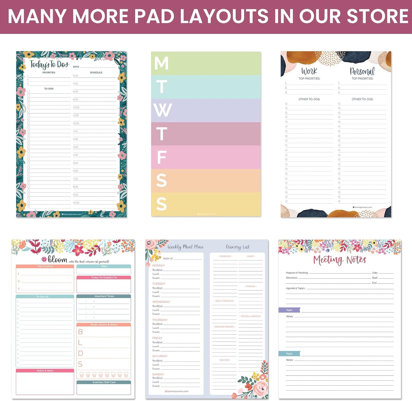bloom daily planners Magnetic Grocery Shopping List To-Do Pad - Weekly Planning Food Organizer / Tear-Off Notepad Hanging Checklist for Fridge - 6” x 9”