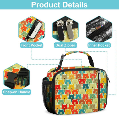 esouler Lunch Box Kids Insulated Lunch Bag for Boys & Girls Durable Children Lunchbox for School with Water Bottle Holder-Black