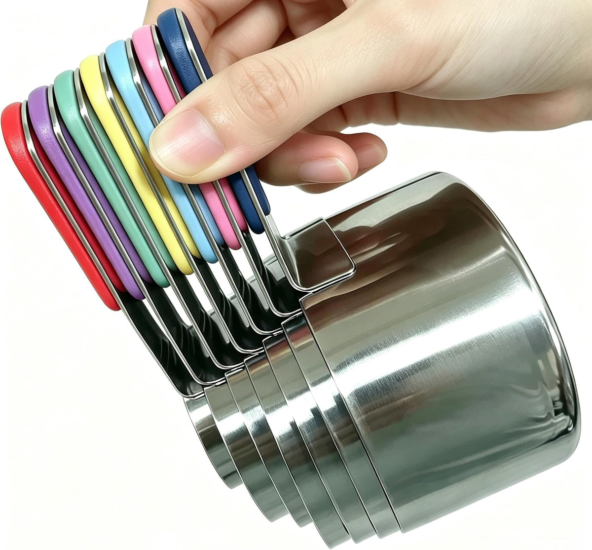 Magnetic Handles Stainless Steel Measuring Cups, Black, Kitchen Gadgets for Measure Liquid and Dry Ingredients, Cooking & Baking