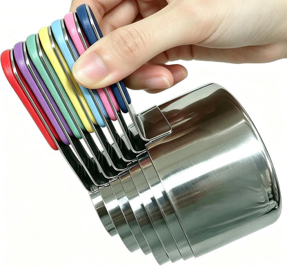 Magnetic Handles Stainless Steel Measuring Cups, Black, Kitchen Gadgets for Measure Liquid and Dry Ingredients, Cooking & Baking