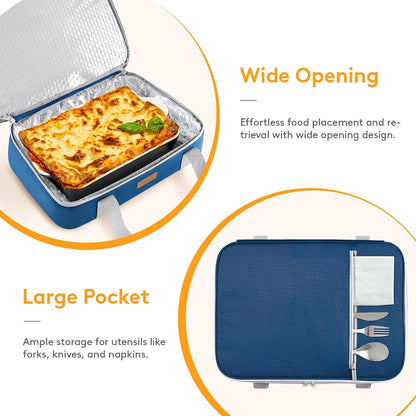 LUNCIA Insulated Single Decker Casserole Carrier, Lasagna Lugger Tote Keeps Food Hot or Cold, Thermal Lunch Bag for Potluck Parties, Picnic and Cookouts, Fits 9" x 13" Baking Dish, Black