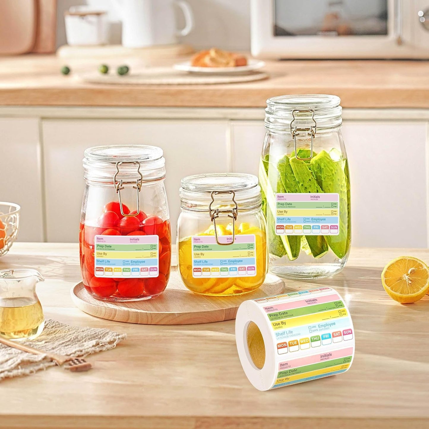 480Pcs Food Rotation Labels for Restaurant Self-Adhesive Removable Expiration Date Stickers for Reusable Containers Kitchen Supplies 3 X 2inch