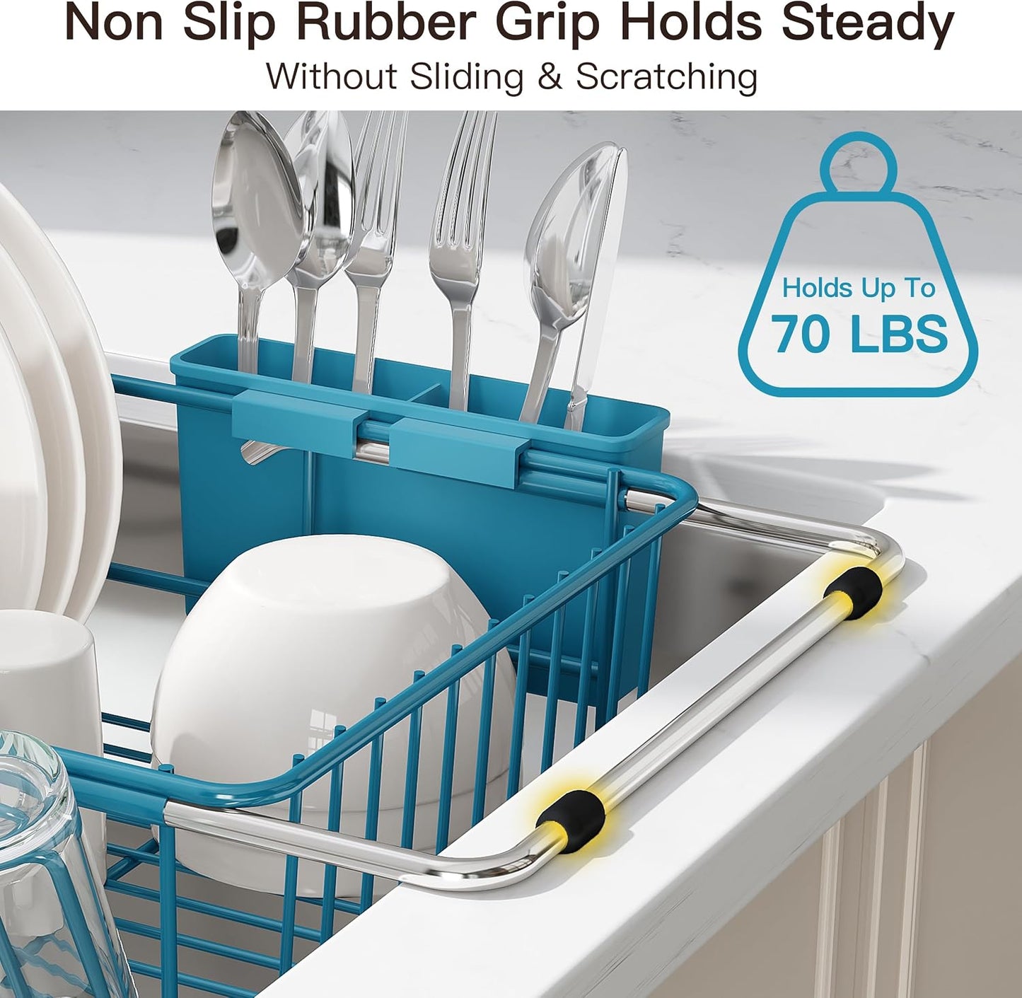 JASIWAY Dish Drying Rack in Sink, Dish Drainer with Cup and Utensil Holder